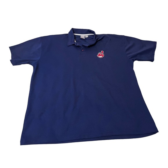 Majestic Other - Cleveland Indians Polo Shirt Men's 4XT Blue Golf Chief Wahoo Indians Majestic